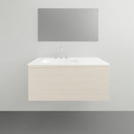 ADP Glacier Lite wall hung vanity with ceramic top, 1200mm centre bowl, in light woodgrain finish
