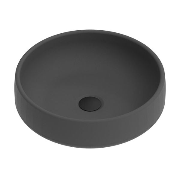 ADP Jean round black concrete above-counter basin, 400mm, with central waste hole