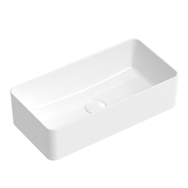 ADP Lisa rectangular above counter basin in gloss white, 470 x 235mm ceramic with no tap holes