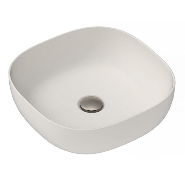 ADP Scarabeo Glam square above counter basin, matte pearl, white ceramic with no tap hole, top view