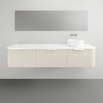 ADP Waverley wall-hung vanity with white top, light woodgrain drawers and round basin, front view