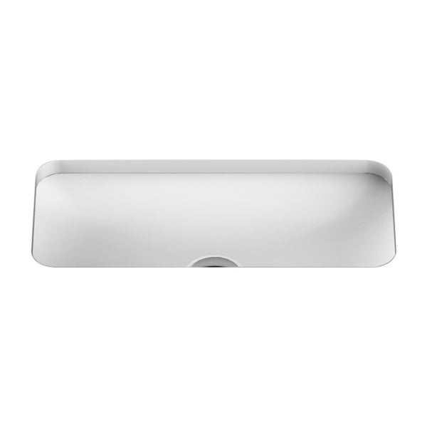 ADP Hope white gloss rectangular under counter basin, front view with no taphole