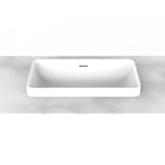 ADP Zeya rectangular inset basin in matte white solid surface, shown from above with a central overflow slot