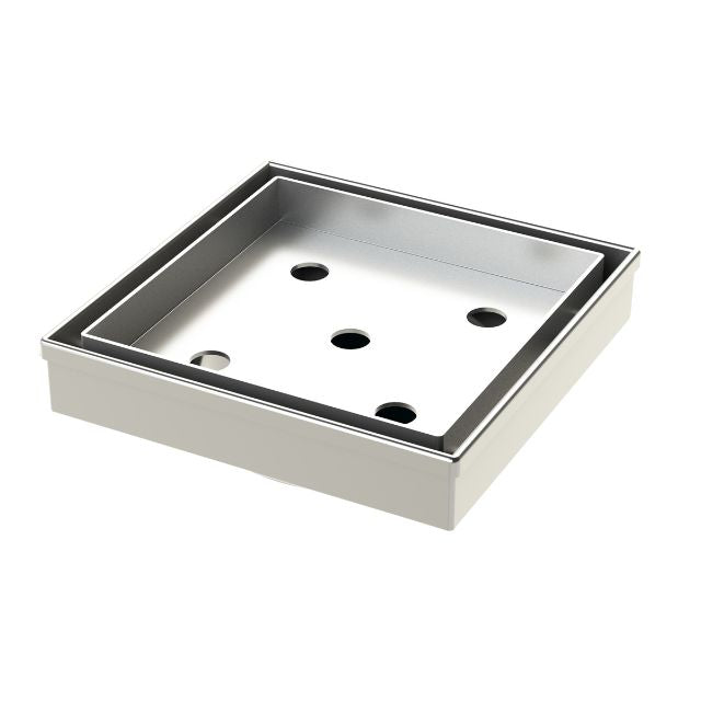 ART Australia 316 stainless steel square tile insert floor waste, 80mm outlet, front view