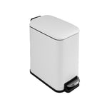 Bao Bath 5L rectangular bathroom pedal bin in matt white with black base and lid trim, freestanding view