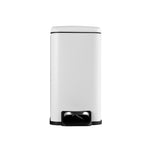 Bao Bath 5L rectangular bathroom pedal bin in matt white, front view with black foot pedal and soft-close lid