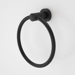 Caroma Cosmo matte black metal towel ring, wall-mounted bathroom hand towel holder