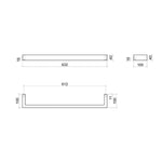 Technical drawing of Thermogroup 12V single heated towel rail, matte black, showing 632mm length and 40mm height/100mm depth