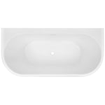 Decina Oxford white gloss back-to-wall freestanding bath, top view, oval shape with centre waste and overflow slot