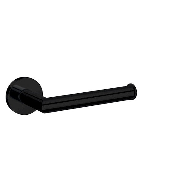 Nero Dolce toilet roll holder in matte black, round modern wall-mounted bathroom accessory
