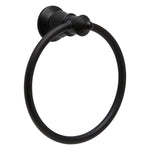 Fienza Lillian matte black towel ring, heritage-style bathroom accessory, wall-mounted round hand towel holder