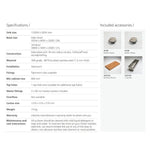 Oliveri Apollo stainless steel kitchen sink specifications sheet with included basket wastes, bamboo board and colander icons