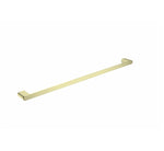 Nero Bianca single towel rail 800mm in brushed gold, minimalist wall-mounted bathroom accessory on white background