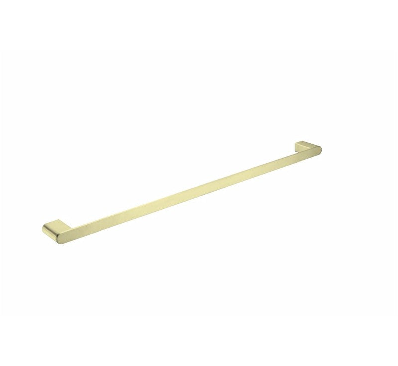 Nero Bianca single towel rail 800mm in brushed gold, minimalist wall-mounted bathroom accessory on white background