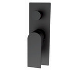 Nero Bianca shower mixer with diverter in matte black, wall-mounted rectangular tap with curved lever