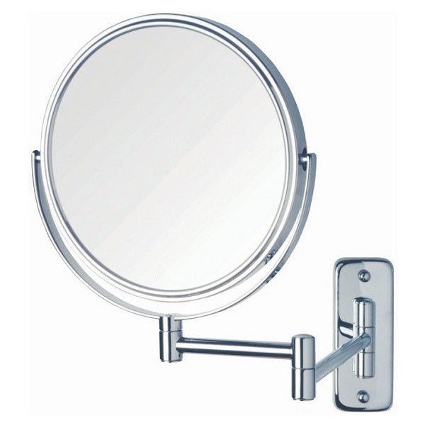 Thermogroup Ablaze chrome shaving mirror with round wall-mounted magnifying head and folding arm