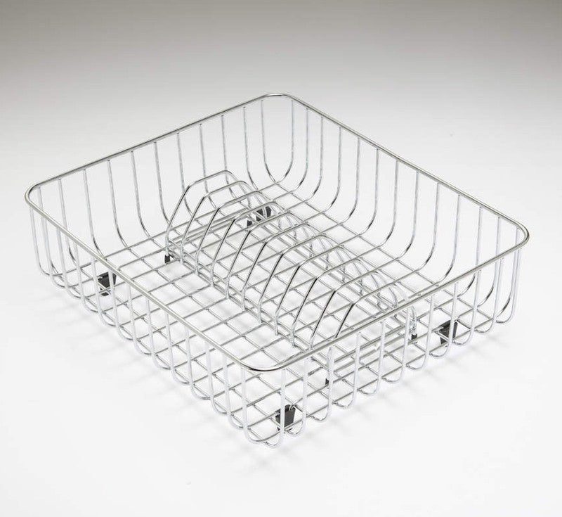 Oliveri Santorini chrome drainer basket sink accessory, square wire basket waste in angled view
