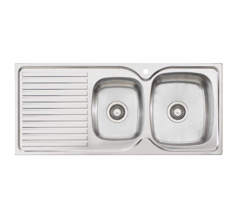 Oliveri stainless steel 1¾ bowl topmount kitchen sink with left drainer and 1 tap hole