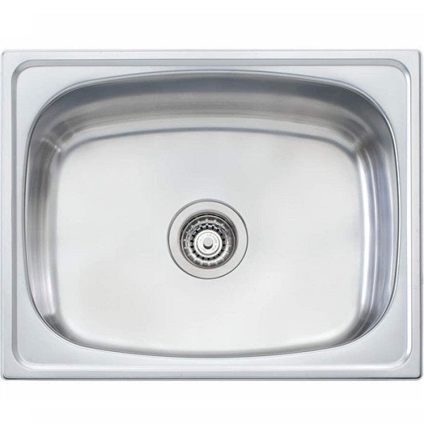 Oliveri stainless steel 45L topmount laundry tub, single bowl with centre waste, front view