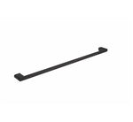 Nero Bianca single towel rail 800mm in matte black, slim rectangular wall-mounted bathroom accessory on white background