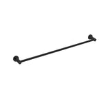 Nero Mecca 800mm single towel rail in matte black, wall-mounted with clean round ends on a white background