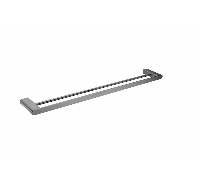 Nero Bianca double towel rail in gunmetal finish, 800mm wall-mounted bathroom accessory