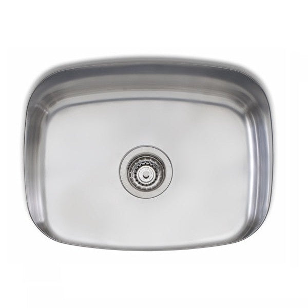 Oliveri Endeavour stainless steel single bowl undermount kitchen sink, top view