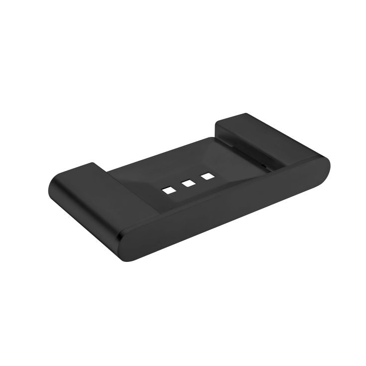 Nero Bianca wall-mounted soap dish holder, matte black, rectangular bathroom accessory