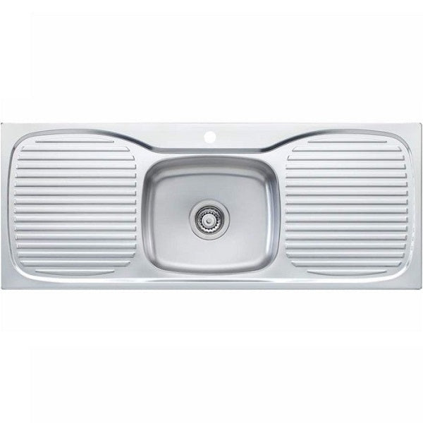 Oliveri Ultraform stainless steel single bowl topmount kitchen sink with double drainer and 1 taphole