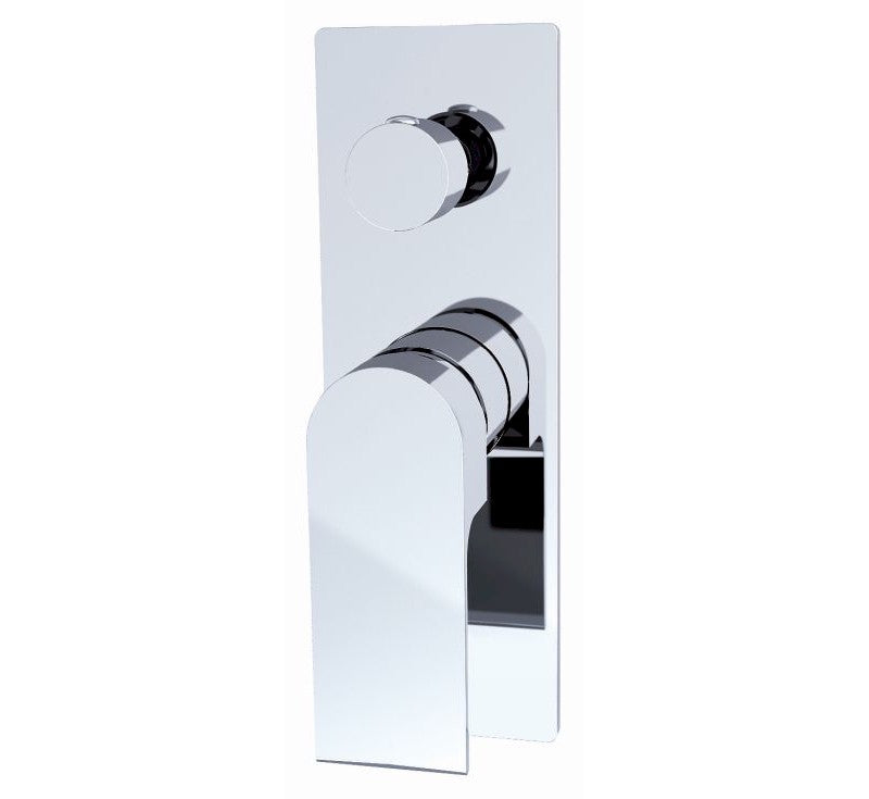 Nero Bianca chrome shower mixer with diverter, wall-mounted rectangular plate and curved lever handle