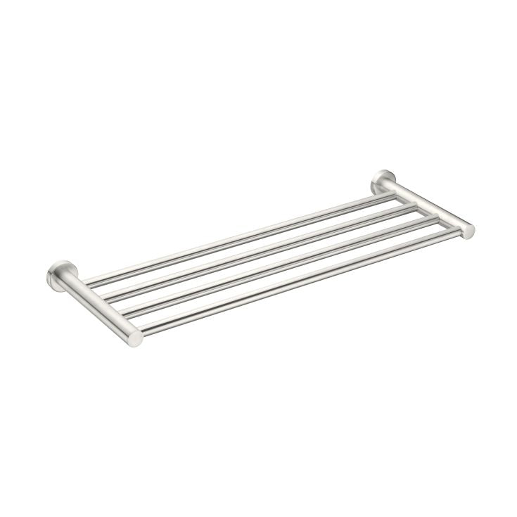 Nero Mecca brushed nickel towel rack with five bars, minimalist wall-mounted bathroom accessory on white background