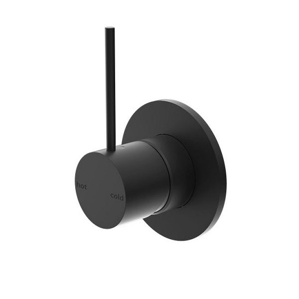 Nero Mecca shower mixer handle-up 80mm plate in matte black, round wall-mounted tap trim handle