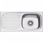 Oliveri Martini stainless steel topmount kitchen sink with single bowl and left-hand drainer, 1 taphole