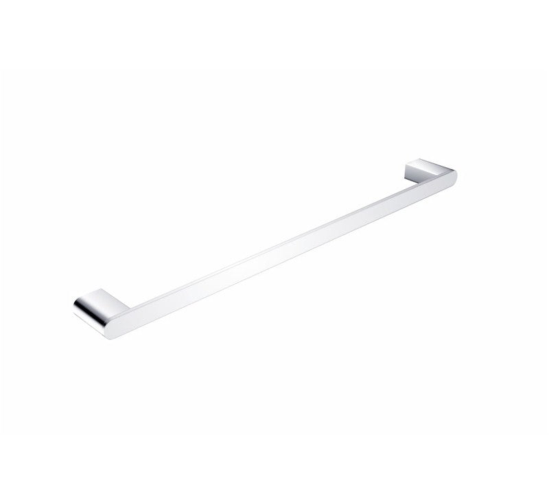 Nero Bianca single towel rail 600mm in chrome, slim wall-mounted bathroom accessory on white background