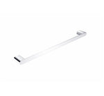 Nero Bianca single towel rail 600mm in chrome, slim wall-mounted bathroom accessory on white background