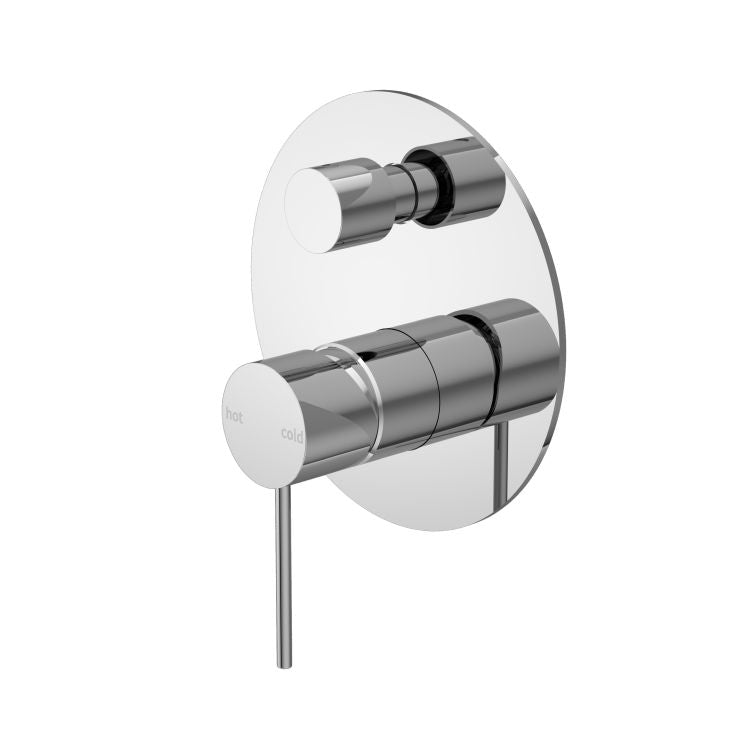 Nero Mecca chrome shower mixer with diverter and oval backplate, wall-mounted bathroom tap