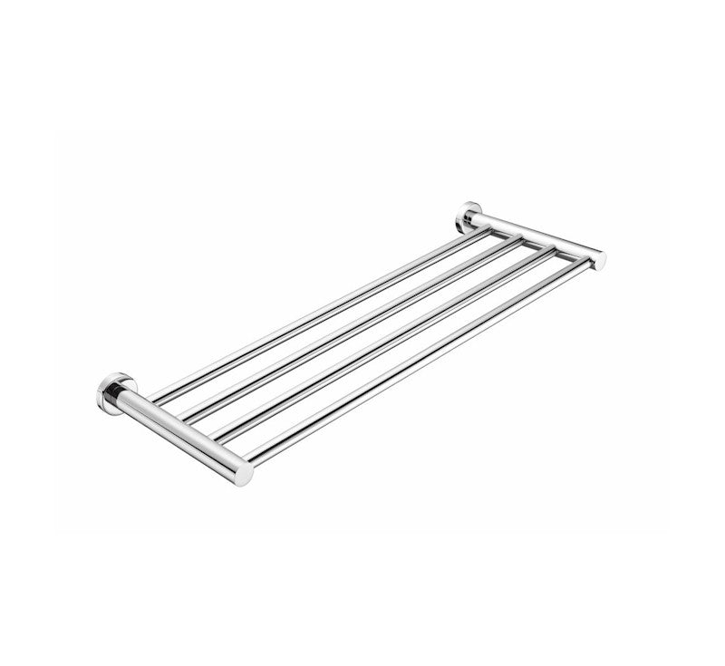 Nero Mecca chrome towel rack with four bars, wall-mounted bathroom accessory