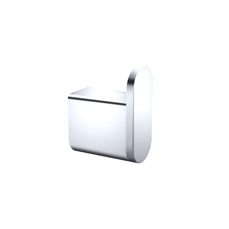 Nero Bianca chrome robe hook, wall-mounted bathroom accessory with smooth rounded rectangular profile