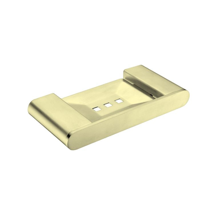 Nero Bianca wall-mounted soap dish holder in brushed gold, rectangular stainless steel bathroom accessory