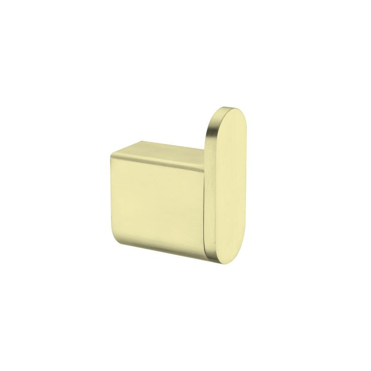 Nero Bianca robe hook in brushed gold, modern wall hook for bathroom, kitchen or laundry