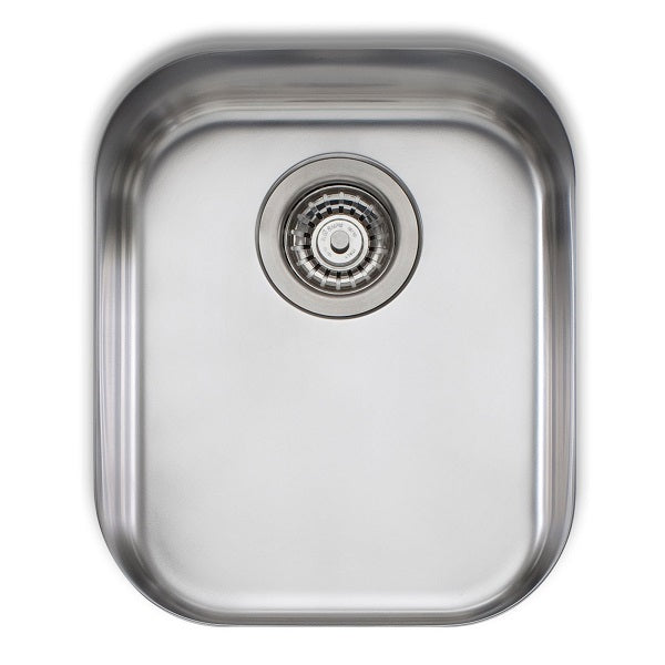Oliveri Diaz stainless steel single bowl undermount kitchen sink, top view, round corners