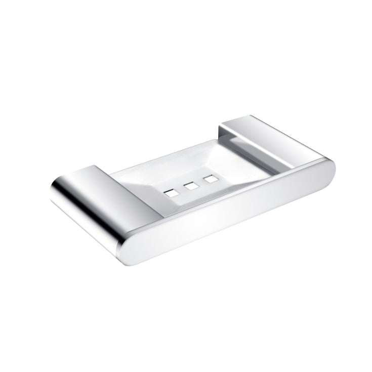Nero Bianca chrome soap dish holder, wall-mounted rectangular bathroom accessory