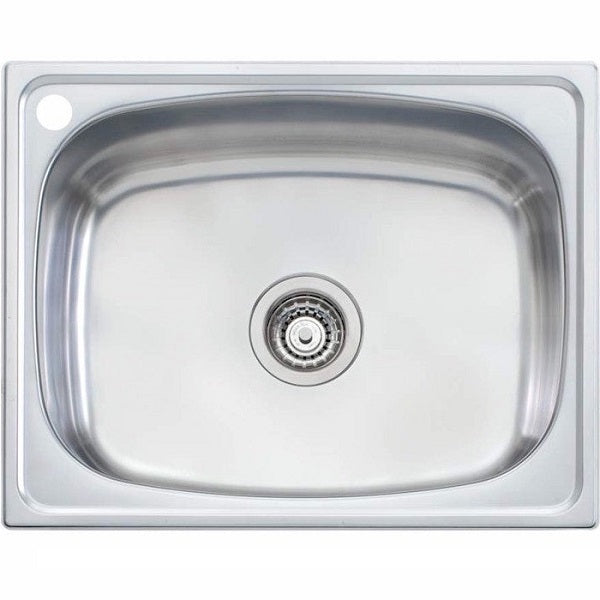 Oliveri stainless steel laundry tub, topmount, 1 tap hole, left-hand hole, rectangular single bowl sink