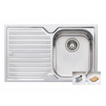 Oliveri Diaz stainless steel topmount sink, single bowl with left-hand drainer, top view
