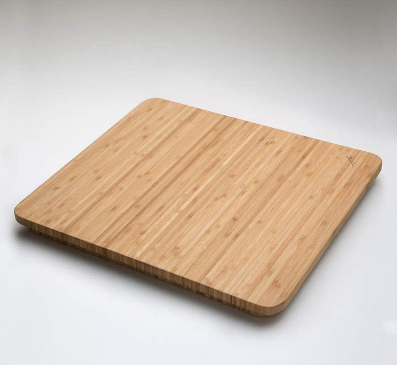Oliveri bamboo chopping board, rectangular with rounded corners, in light natural timber finish on white background