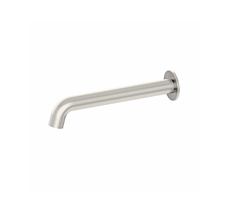 Nero Mecca wall-mounted basin/bath spout, 160mm, brushed nickel finish, curved minimalist design