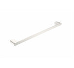 Nero Bianca single towel rail 600mm in brushed nickel, wall-mounted bathroom accessory on white background