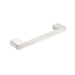 Nero Bianca hand towel rail in brushed nickel, slim contemporary wall-mounted bathroom accessory on white background