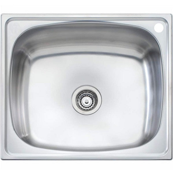 Oliveri stainless steel topmount laundry tub, 70L, right-hand, single tap hole, top view