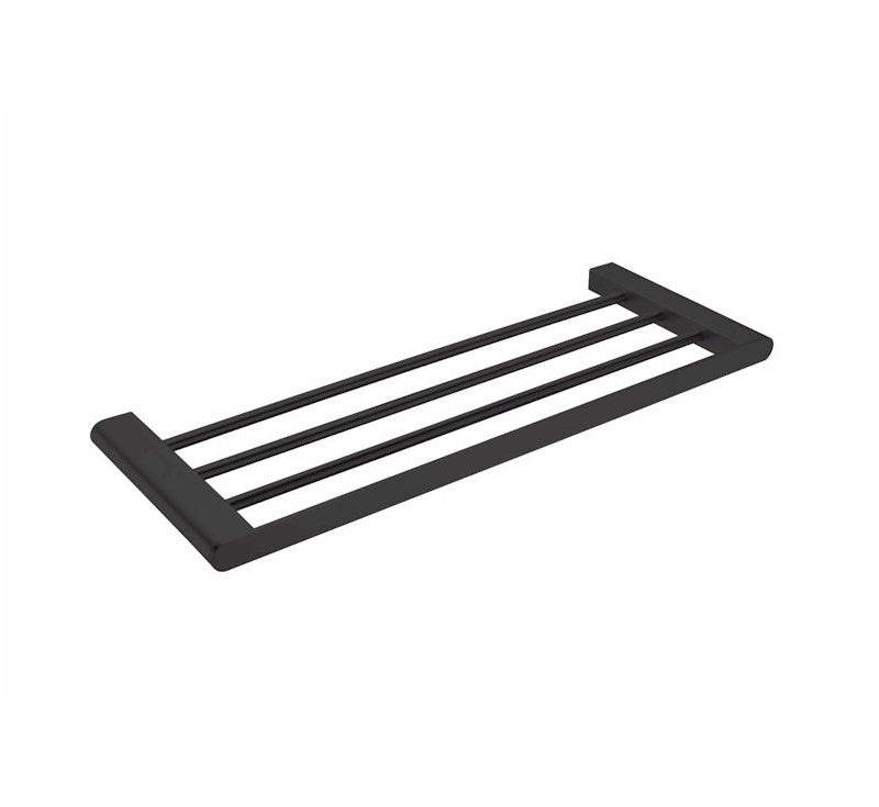 Nero Bianca towel rack in matte black, rectangular wall-mounted bathroom accessory with four bars
